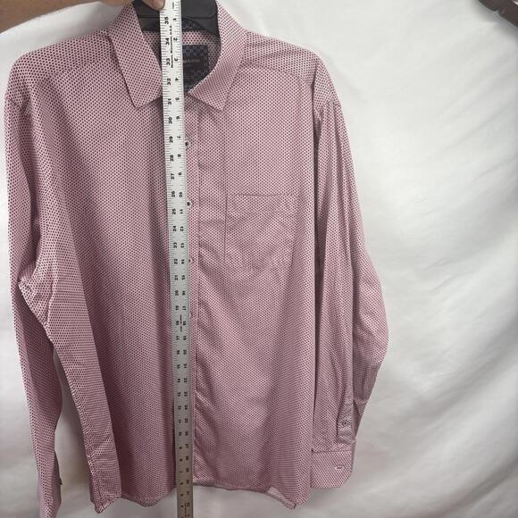 Johnston & Murphy Red Geometric Dress Shirt, Men's XL - Picture 10 of 12